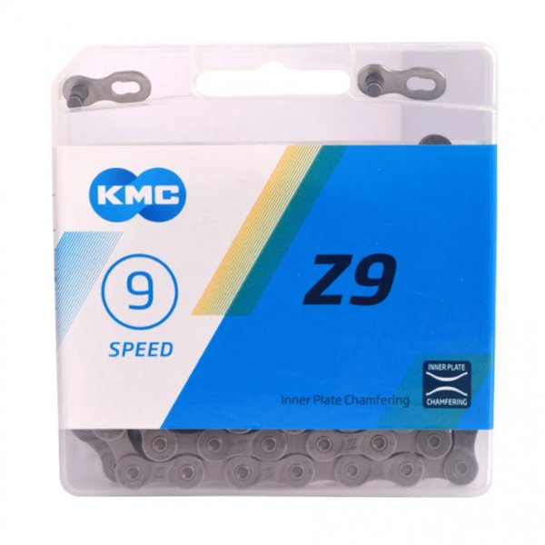 Цепь KMC Z9, 116 звеньев, для кассеты на 9 звезд, серая, без замка