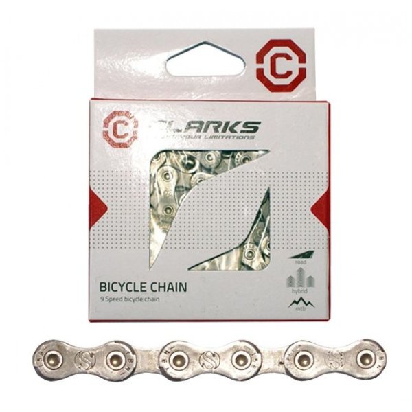 Цепь CLARK&amp;#039;S C9, для кассеты на 9 звезд, 116зв. хромир. покрыт. с замком в коробке