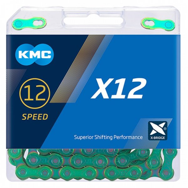 Цепь 5-303696 X12 Aurora Green 11/128 12ск. 126 звеньев, с замком, X Bridge, д/SHIMANO/SRAM, зелены