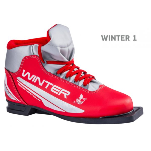 Ботинки лыжные TREK Winter 1 NN75 красный (лого серебро) (RU34; EU35; 21,5см)