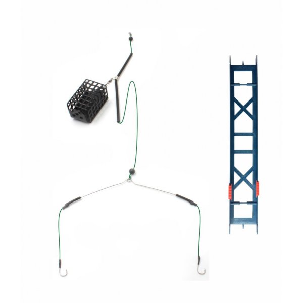 Оснастка фидерная Яман «Лещ №2», кормушка 40 г, коромысло 16 см, плетеный шнур 0,15 мм, крючок №8 Ch