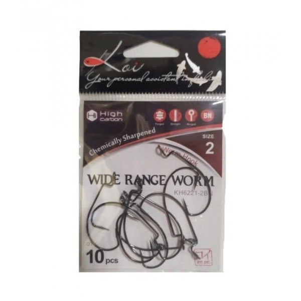Крючки офсетные KOI WIDE RANGE WORM, размер 2/0 (INT), цвет BN, (10 шт.)