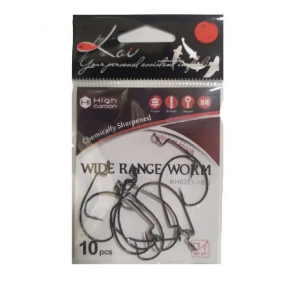 Крючки офсетные KOI WIDE RANGE WORM, размер 1 (INT), цвет BN, (10 шт.)