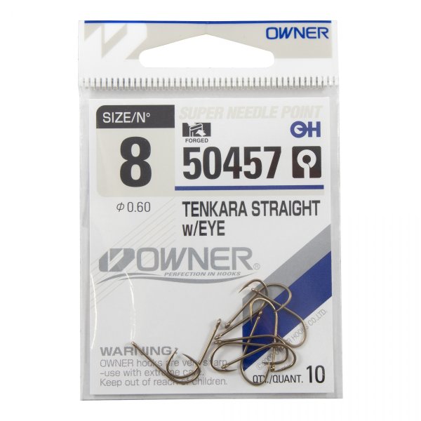 Крючки OWNER Tenkara Straight w/eye brown №8 (10шт.)