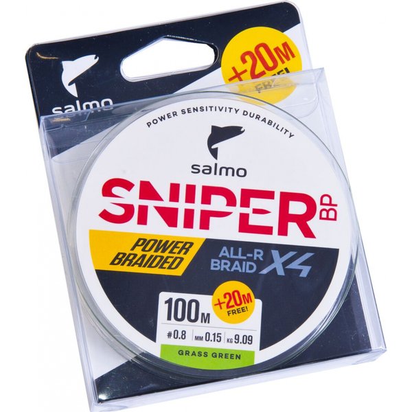 Леска плетеная (шнур) Salmo Sniper BP ALL R BRAID х4 Grass Green / 0,11мм / 120м