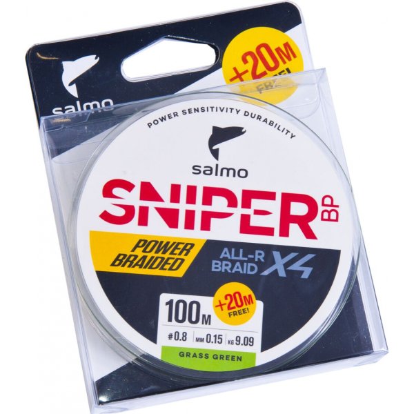 Леска плетеная (шнур) Salmo Sniper BP ALL R BRAID х4 Grass Green / 0,17мм / 120м