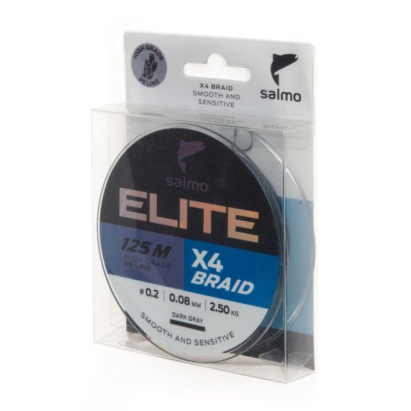 Леска плетеная (шнур) Salmo Elite х4 BRAID Dark Gray / 0,08мм / 125м