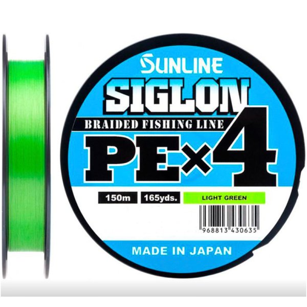 Леска плетеная (шнур) Sunline SIGLON PEх4 / Light Green / PE 1.7 / 0,223мм / 13,0кг / 150м