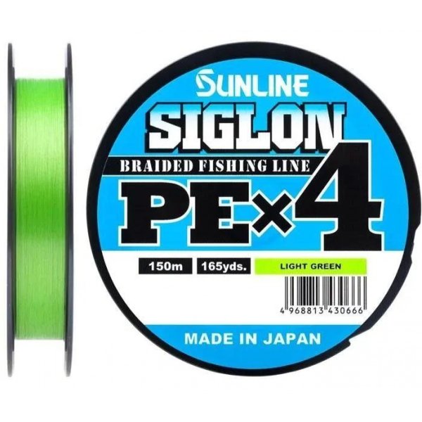 Леска плетеная (шнур) Sunline SIGLON PEх4 / Light Green / PE 1.0 / 0,171мм / 7,7кг / 150м