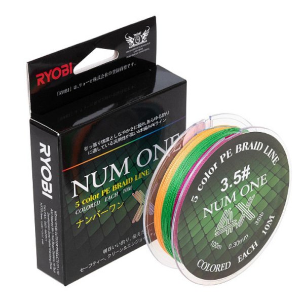 Леска плетеная (шнур) RYOBI NUM ONE PE4X Multi Colour / PE3.5 / 0,31мм / 100м