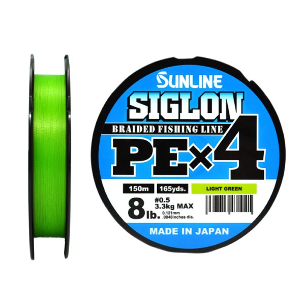 Леска плетеная (шнур) Sunline SIGLON PEх4 / Light Green / PE 0.5 / 0,121мм / 3,3кг / 150м