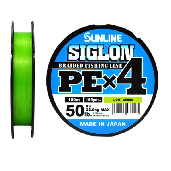 Леска плетеная (шнур) Sunline SIGLON PEх4 / Light Green / PE 3.0 / 0,30мм / 22,0кг / 150м