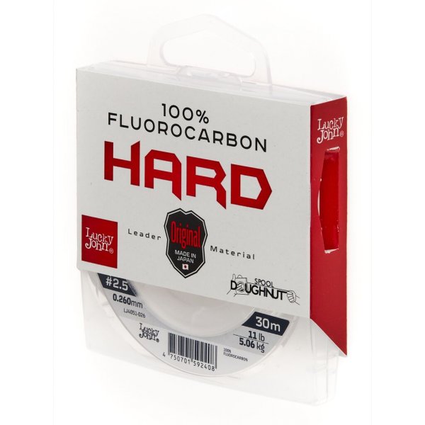 Леска флюорокарбон Lucky John FLUOROCARBON Hard Ø - 0,260мм, тест 5,06кг, 30м