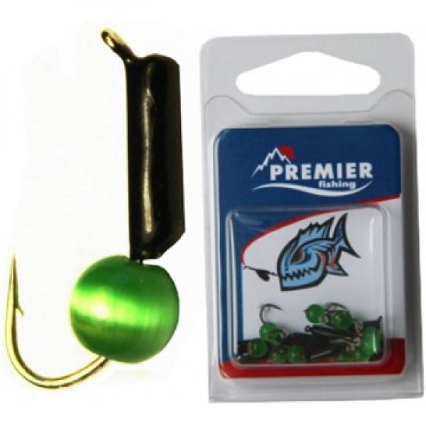 Мормышка вольф. Кошачий глаз 1г гвоздик d3 зеленый Premier Fishing
