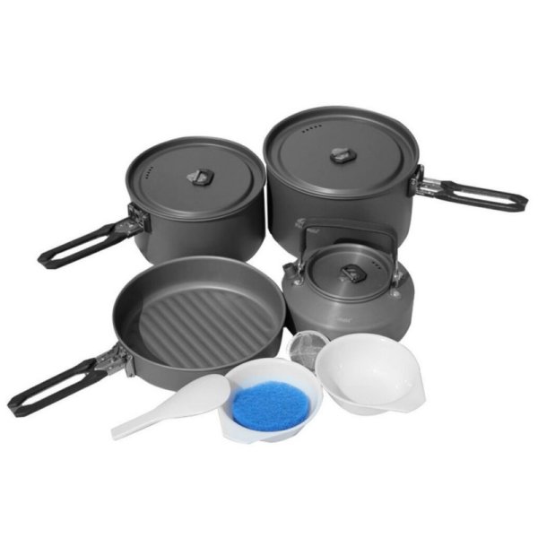 Набор портативной посуды FEAST 4 BLACK из алюминия на 4-5 персон BLACK