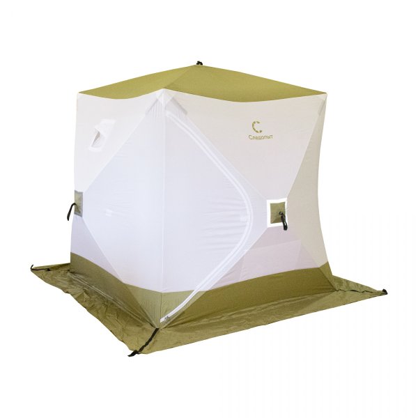 Палатка зимняя куб СЛЕДОПЫТ 1,8 х1,8 м, Oxford 210D PU 1000, S по полу 3,2  кв.м, цв. оливковый/белы