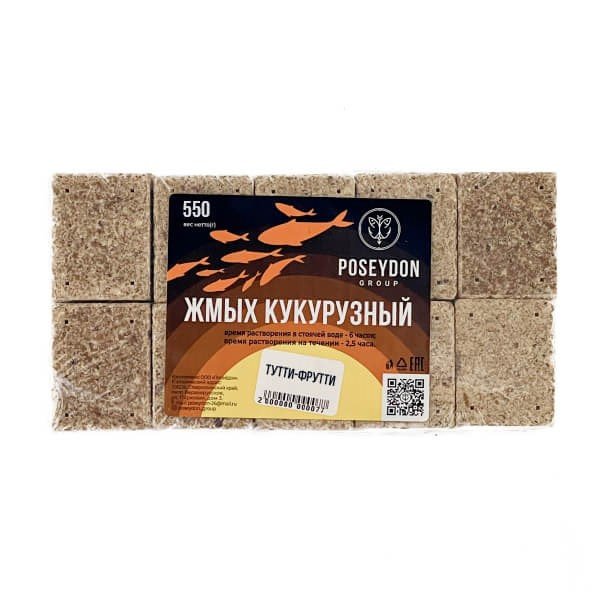 Жмых ПОСЕЙДОН КУКУРУЗНЫЙ (ТУТТИ-ФРУТТИ), 550гр.