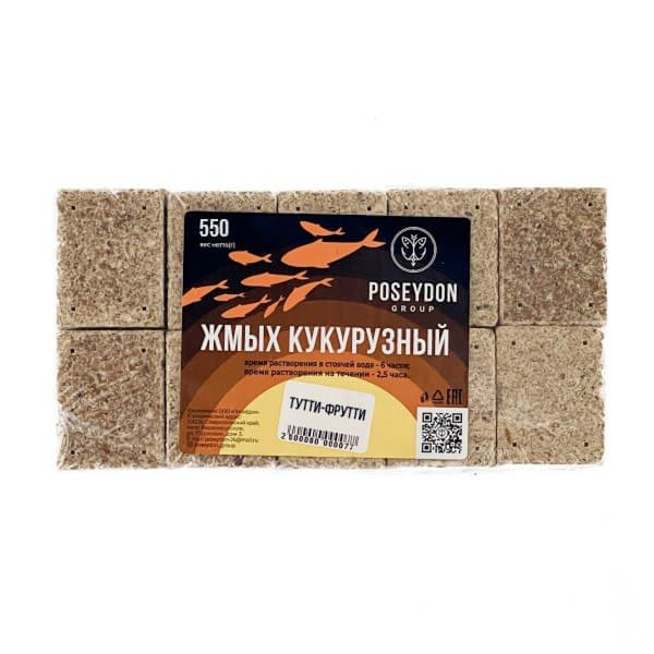 Жмых ПОСЕЙДОН КУКУРУЗНЫЙ (ТУТТИ-ФРУТТИ), 550гр.