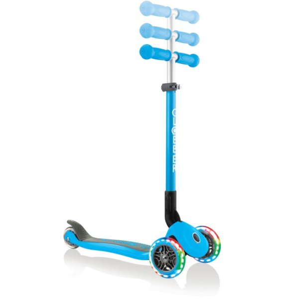 Самокат 3-х колесный Globber PRIMO FOLDABLE LIGHTS - / Голубой