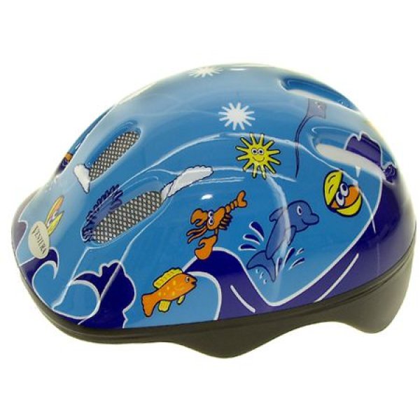 Шлем детский VENTURA с сеточкой 6отв. 52-56см SEA WORLD/голубой