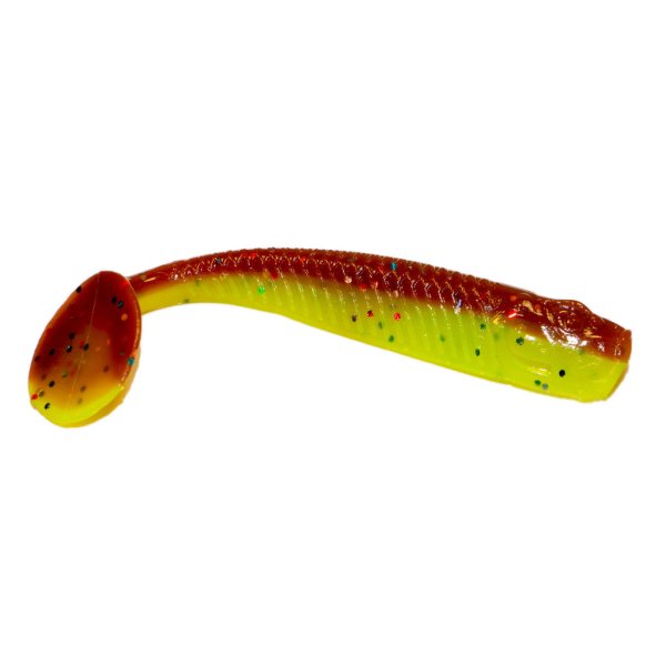 Твистеры KROKODILE 4 (100 мм) цв. №207 BROWN LIME SHAD (упаковка 5 шт.)