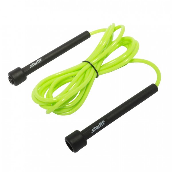 Скакалка STARFIT RP-101 ПВХ с плаcтиковой ручкой, зеленая, 3м